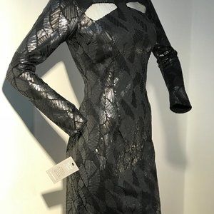 NEW Le Chateau Sequin Gunmetal charcoal grey black bodycon mini sexy dress